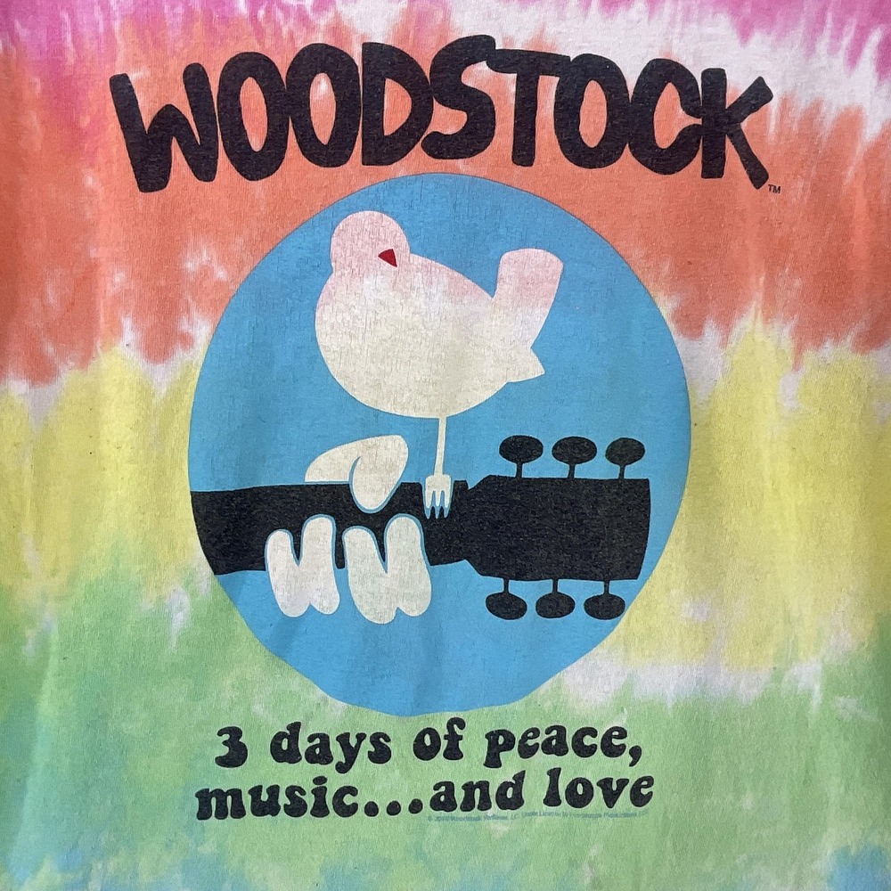 Liquid Blue Woodstock T Shirt Unisex M Multicolor Cotton Crew Neck Tie Dye